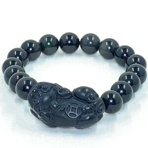 Black Obsidian Pixiu Feng Shui Bracelet to Attract Wealth